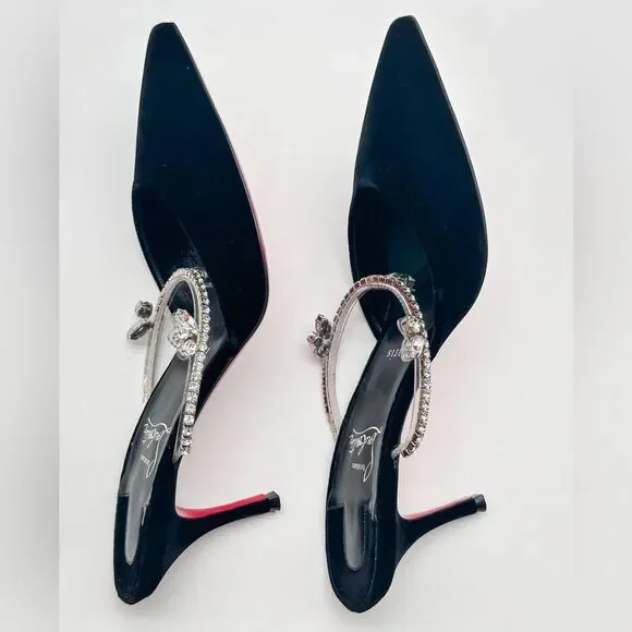 Christian Louboutin Planet Queen 70 Velvet Crystal Embellished Mules 70mm EU 39 - Picture 11 of 14
